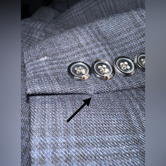 Lauren Ralph Lauren Lord & Taylor 100% Wool‎ Blue Plaid Blazer Size 48R **FLAW** - Picture 7 of 10